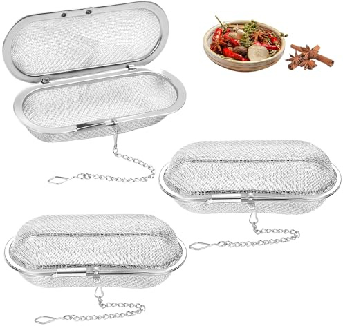 3 Stück Teesieb Edelstahl, Teeei für Losen Tee Tasse mit Kette | Gewürzsieb Teekugel Tasse Tee Ei Sieb Teefilter Edelstahl Teebeutel Siebeinsatz, 11 * 4.5 * 4.5cm, Ideal für Teekannen