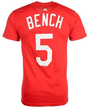 MLB Baseball T-Shirt Cincinnati Reds Johnny Bench 5 rot Hall of Fame Hof Trikot (XL)