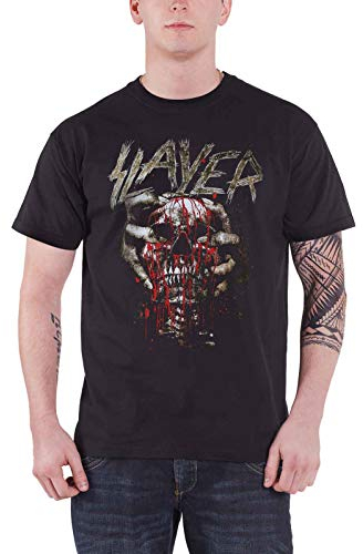 Slayer Herren Totenkopf Clench T-Shirt, Schwarz, L