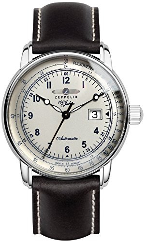 Zeppelin Unisex Chronograph Quarz Uhr mit Leder Armband 7654-4