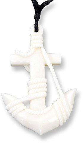 Island Piercings Handgefertigter Amulett Anhänger Anker aus Knochen inkl. Band PB292