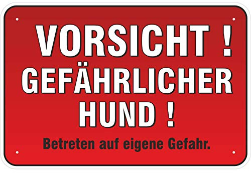 Aufkleber Vorsicht ! Gefährlicher Hund ! 200 x 300 mm selbstklebend wetterfest