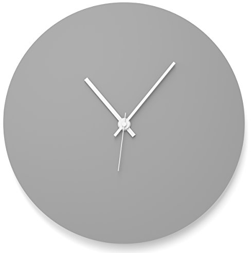 WANDKINGS Wanduhr Scheibe aus Acrylglas, in 11 Farben erhältlich (Farbe: Uhr = Grau glänzend; Zeiger = Weiß)