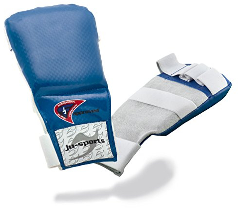 Ju-Sports Handschutz Ju Jutsu Pro Quick - blau, PU & Leder I Hochwertiger Wettkampf Handschoner für Kampfsport mit Elastikschlaufe I Für Damen, Herren, Jugendliche & Kinder I Größe M