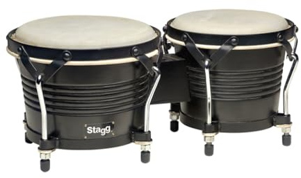 Stagg 25014960 BW-200-BK Wood Bongo 19,05 cm (7,5 Zoll)/16,51 cm (6,5 Zoll) schwarz