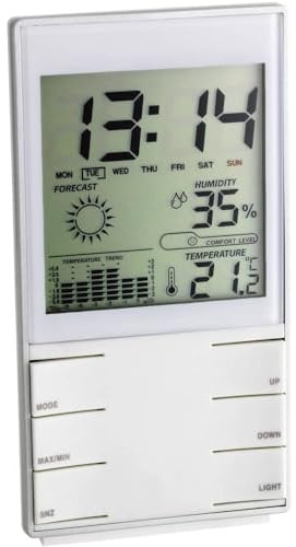 TFA Dostmann Digitale Wetterstation, Innentemperatur, Luftfeuchtigkeit, Komfortstufe, Temperaturdiagramm, Uhrzeit