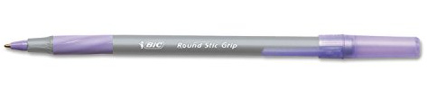 BIC Round Stic Grip Xtra Comfort Ballpoint Pen, Medium Point (1.2mm), Purple Ink - GSMG11PE (Pack of 12)