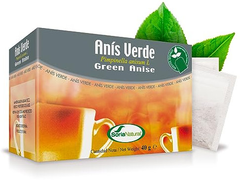Soria Natural Anís Verde Infusión – Ayuda a Aliviar los Gases – Infusión de Anís Verde (Infusión de Anís Verde) – 100% Natural - Caja con 20 Bolsas Filtro
