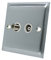 Slimline Satin Chrome TV & Sky Socket White Insert - Aerial Coaxial and Satellite Socket