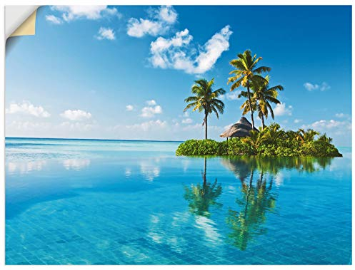 ARTland Wanddeko Wandtattoo selbstklebende Vinylfolie 80x60 cm Meer Karibik Insel Malediven Südsee Strand Tropisch Palmen T5MX