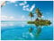ARTland Wanddeko Wandtattoo selbstklebende Vinylfolie 80x60 cm Meer Karibik Insel Malediven Südsee Strand Tropisch Palmen T5MX