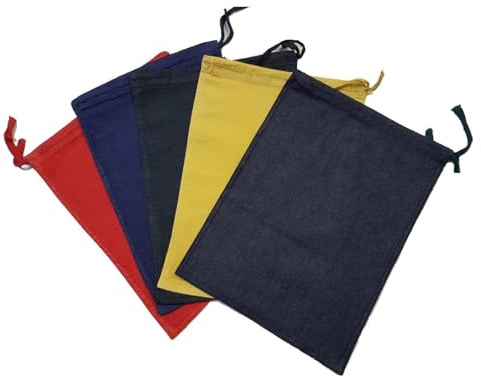 Aimwell Pack of 5 Assorted Colours Heavy Duty Cash, Change, Money, Coin, Fruit Machine Sorting Bags for Banking