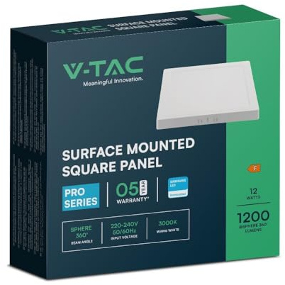 V-TAC LED-Mini-Panel - Samsung - Hinterleuchtete Oberfläche - IP20 - Weiß - 12W - 1200 Lumen - 6500K