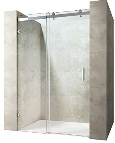 Durovin Bathrooms Frameless 1150 Shower Door for Sliding Shower Enclosure - 8mm Thick Transparent Safety Glass - Side Aluminium Bracket Mount