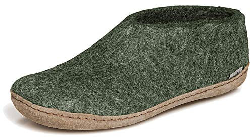 GLERUPS Damen und Herren Indoor und Outdoor Hausschuhe mit Gummisohle (Grün) | Bequeme Slipper-Stiefel für Damen und Herren | Kuschelige Herren und Damen Stiefelpantoffeln