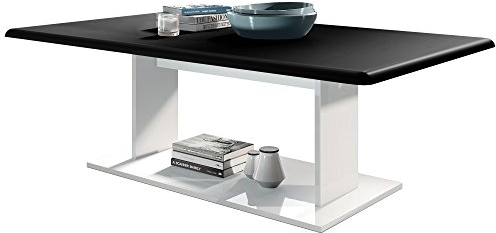 Vladon Table de Salon Table Basse Mono en Blanc avec Plateau de Dessus en Noir Mat
