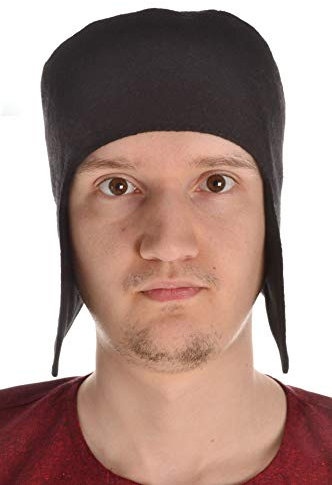 HEMAD Mittelalter Kappe Herren Wollfilz Modell: Kahedins, Schwarz L