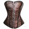 Josamogre Schädel Lack Leder Korsett Vollbrust Bustier Corsage Steampunk Gothic Damen sexy Burlesque Piraten sexy Braun 2XL
