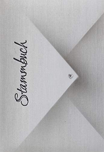 Stammbuch ROLF, grau, Designfolie Leinenoptik, Farbprägung schwarz, Kristallherz, Stammbuchformat