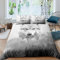 Loussiesd Wald Wolf Bettw?sche Set Grau wei? Wilde Tiere Bettbezug Set 155x220cm Nebelwald Thema Mikrofaser Bettw?sche 3D Wolf Drucken Betten Set mit 1 Kissenbezug 80x80cm Weiche