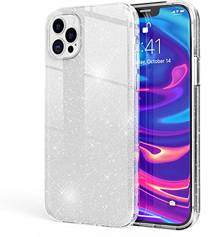 NALIA Glitzerhülle für iPhone 12 Pro Max - Grip - Hülle, Silber