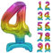 GoDan Beauty&Charm Riesige Luftballons Zahlen 0-9 zum Aufstellen auf dem Tisch 74 cm Folienballon Geburtstagsluftballons Zimmer und Raumdekoration beim Geburtstag Jubiläum (Zahl 4 Regenbogen)