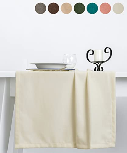 pamuq Tischläufer 48x160cm, samt, Weiss - abwaschbar & fleckenabweisend - Tischläufer modern schmal Table Runner Läufer Tisch-Deko Tischband Tafeltuch Tischtuch Tischläufer Ostern