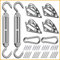 Yeahbo Kit Fissaggio Vela Ombreggiante, Kit Fissaggio Tende a Vela, Kit per Vela Ombreggiante, 24 Pezzi Kit di Montaggio e Fissaggio in Acciaio Inox per Tende a Vela Quadrate/Rettangolari