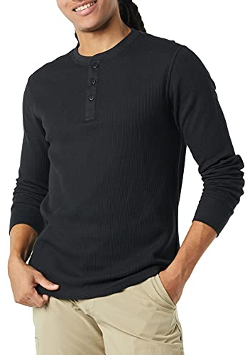 Amazon Essentials Men's Slim-Fit Long-Sleeve Waffle Henley Shirt