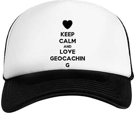 Keep Calm and Love Geocaching Weiß Schwarz Unisex Kinder Baseball Cap Kids White Black