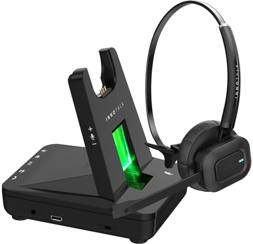 INNOTALK - Auriculares inalámbricos para teléfono de escritorio con adaptador RJ9, 10 horas de conversación, manos libres, auriculares de teléfono de oficina para teléfono de escritorio, auriculares