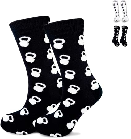 POWER BEAST Sneaker Socken Sportsocken Kettlebell, Lustige Socken, Atmungsaktiv, Thermoregulator, für Laufen, Cross-Training, Fitnessstudio, Gewichtheben, Unisex, Männer und Frauen. (L/XL, SCHWARZ)
