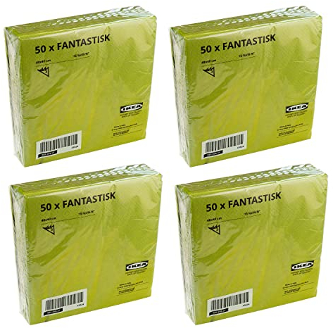 Ikea FANTASTISK 3-lagige Papierservietten, mittelgrün, 40 x 40 cm, 001.498.31 - 200 Stück (4x50)