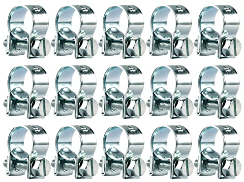 15 Stk Gelenkbolzenschelle Stark Schellen Schlauchschellen 11-13mm Spannbackenschelle Bandschelle Rohrschellen Klein Schlauchklemmen für Mini Kraftstoffleitungs Benzinrohr Auspuffrohr