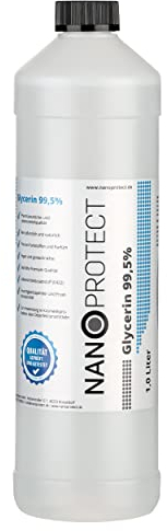 Nanoprotect Glycerin 99,5% | 1 Liter (1,25 kg) | Pharmaqualität und Lebensmittelqualität E422 | Rein pflanzliches Glycerol | flüssig | Glyzerin - Made in germany