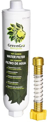 GreenGro Large Capacity Water Filter for Garden & Water Hoses - Removes Calcium, Chloramine, Chlorine, Heavy Metals/Pond Dechlorinator/Organic Gardening/Hydroponic Reservoir & Tank