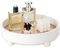 Hanobe Bandeja Redonda Decorativa para tocador: bandejas de Perfume de baño Blancas, Soporte de Pedestal Circular, Elevador de Madera para decoración de exhibición