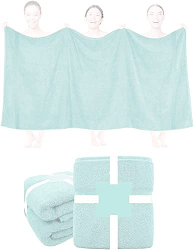 Textile Do 2 X Super Jumbo Charcoal Bath Sheets (100 x 200 cm) 100% Egyptian Cotton Extra Large Bath Sheet Towels Body Wrap Beach Towels (Aqua, 2)