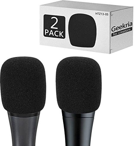 Geekria for Creators Foam Windscreen Compatible with Sennheiser E 935, E 945, E 835, E 845-S Microphone Antipop Windshield, Mic Wind Cover, Sponge Foam Filter (Black / 2 Pack)