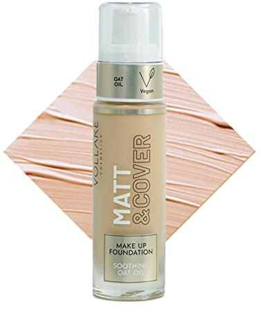 Vollare Cosmetics | Make Up Foundation | Flüssig & Langanhaltend | 24h Haftung | Vegane Naturkosmetik mit Pumpe (03 Sweet Cappuccino)