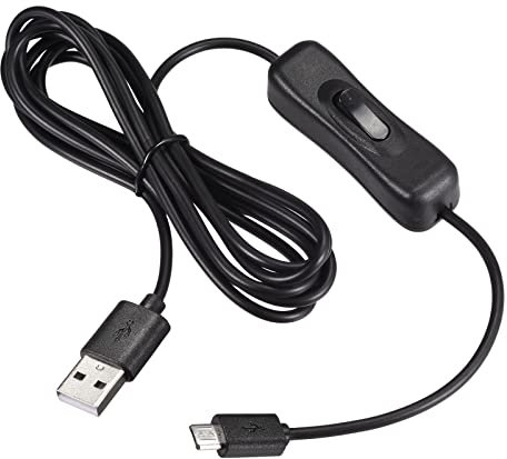 QUARKZMAN 200cm Extensión Cable x 1uds USB Macho a Micro USB Macho Adaptador Cable con ON/OFF Interruptor para Computadora y LED Escritorio Lámpara, [Negro ]