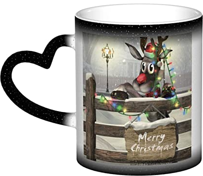 WOWBED Rentier Weihnachten Farbwechsel Tasse Keramik wärmeempfindliche Farbwechsel Tassen wärmeaktivierte Sublimation für Kaffeetasse