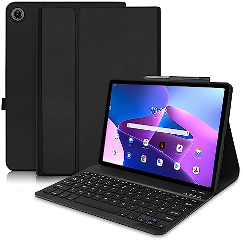 Keyboard Case for Lenovo Tab M10 10.1 (3rd Gen), Slim Smart Case with Detachable Bluetooth Keyboard for Lenovo Tab M10 (3rd Gen) 10.1 Inch 2022 (TB-328FU/TB-328XU) - Black