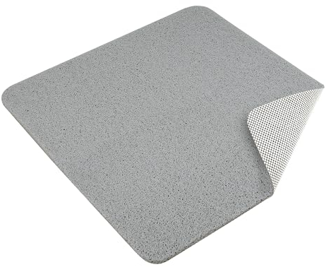 Dikots Tapis de douche carré 60 x 60 cm antidérapant et anti-moisissure - Style luffa gris - Tapis de douche antidérapant en PVC pour douche intérieure - Lavable et séchage rapide - Antidérapant pour