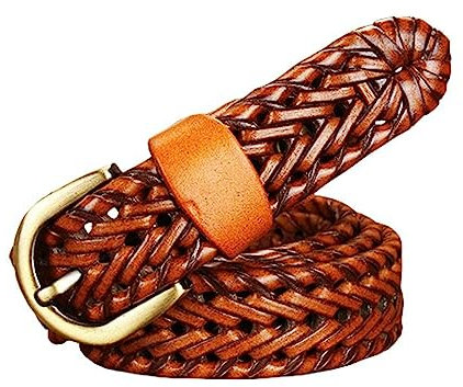 NIUXICH Ledergürtel Damen, geflochtener Gürtel für Damen, Jeans, lässig, dekorativer Gürtel, Breite 2,5cm, Braun, 90cm