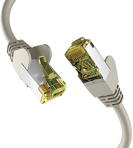 EFB-Elektronik - Câble réseau CAT. 6a jusqu'à 10 Gbit - Câble LAN de 25 m - Câble Ethernet avec protection jack/anti-torsion - Connecteur RJ45, blindage S/FTP PIMF - Gris