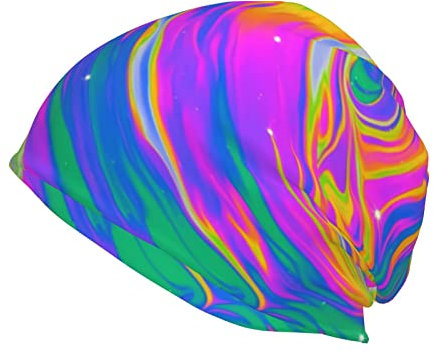 FJAUOQ Trippy Psychedelic Beanie Schlafmütze Baggy Hat Dünne Strickmütze Slouchy Headwear Cap Casual Hat für Damen Herren, Trippy-9, One size