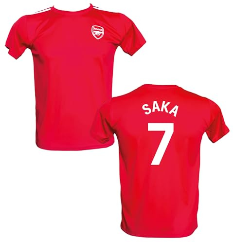 Generico Saka 7 Arsenal Home 2023-2024 T-Shirt für Fußball, offiziell lizenziert, Größen für Erwachsene und Kinder, rot, S