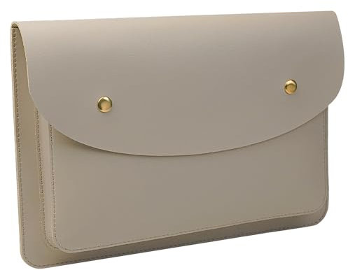 Yesmornsis Leather Laptop Sleeve 15.3Inch Compatible with MacBook Air 15 M4 M3 M2,15 Inch Surface Laptop,13.5 Inch Surface Book Color Sand