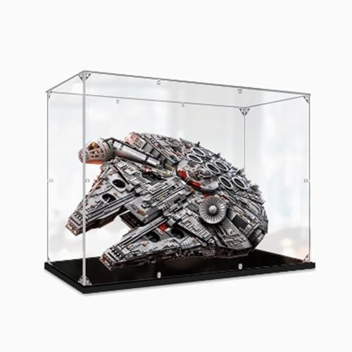 CHIFENMS Transparente Acryl-Vitrine für Lego 75192 Ultimate Millennium Falcon Schaukasten, Baustein-Sammlerstücke, transparent, staubdicht, Vitrine, Aufbewahrungsbox, Ständer (nur Gehäuse) (3 mm)